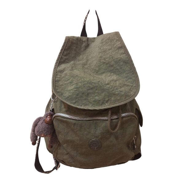 Kipling Ravier Backpack Olive Green With Monkey Plush Charm Unisex main image 13